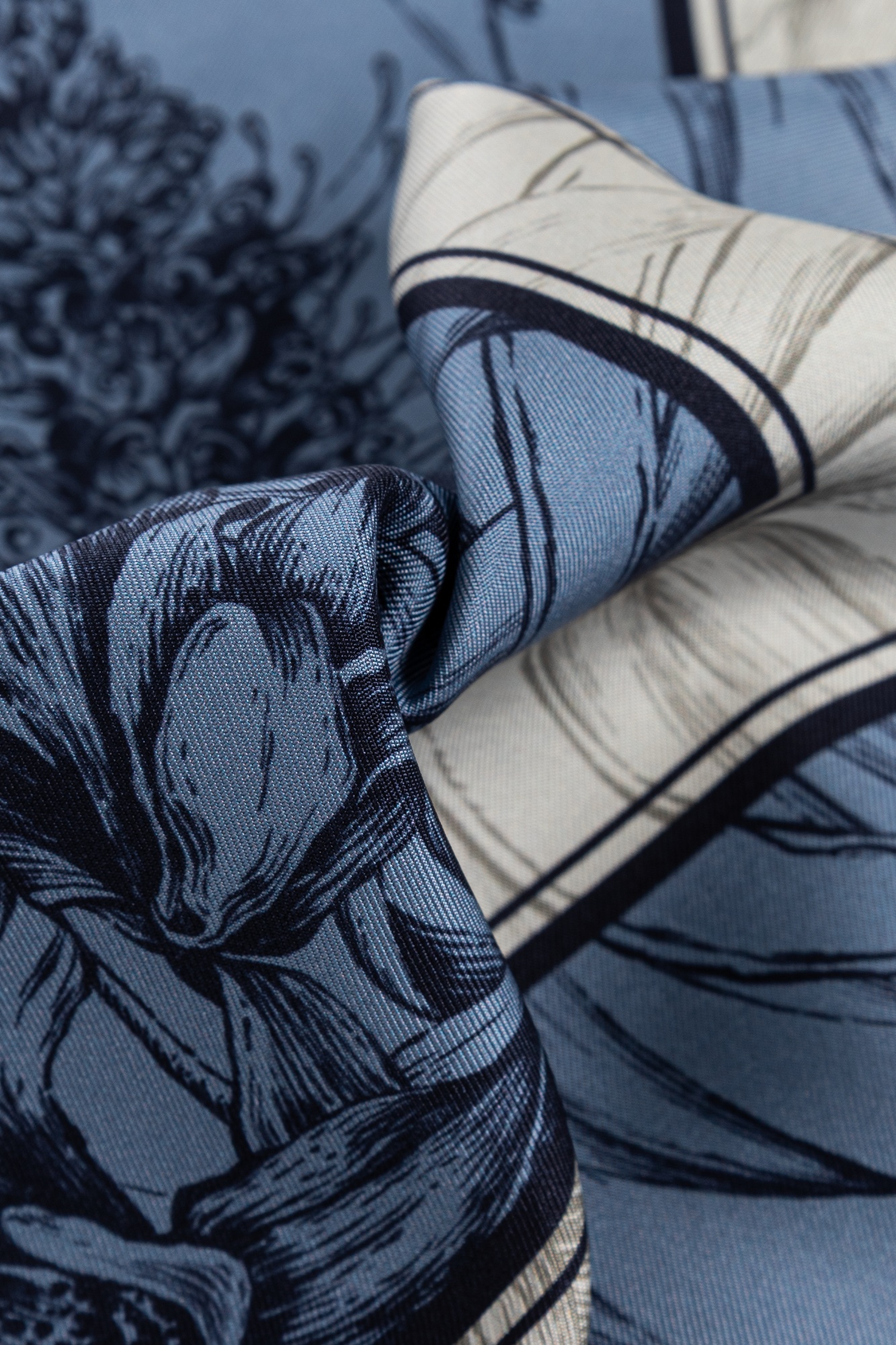 Ferragamo Floral-print Silk Scarf In Blue