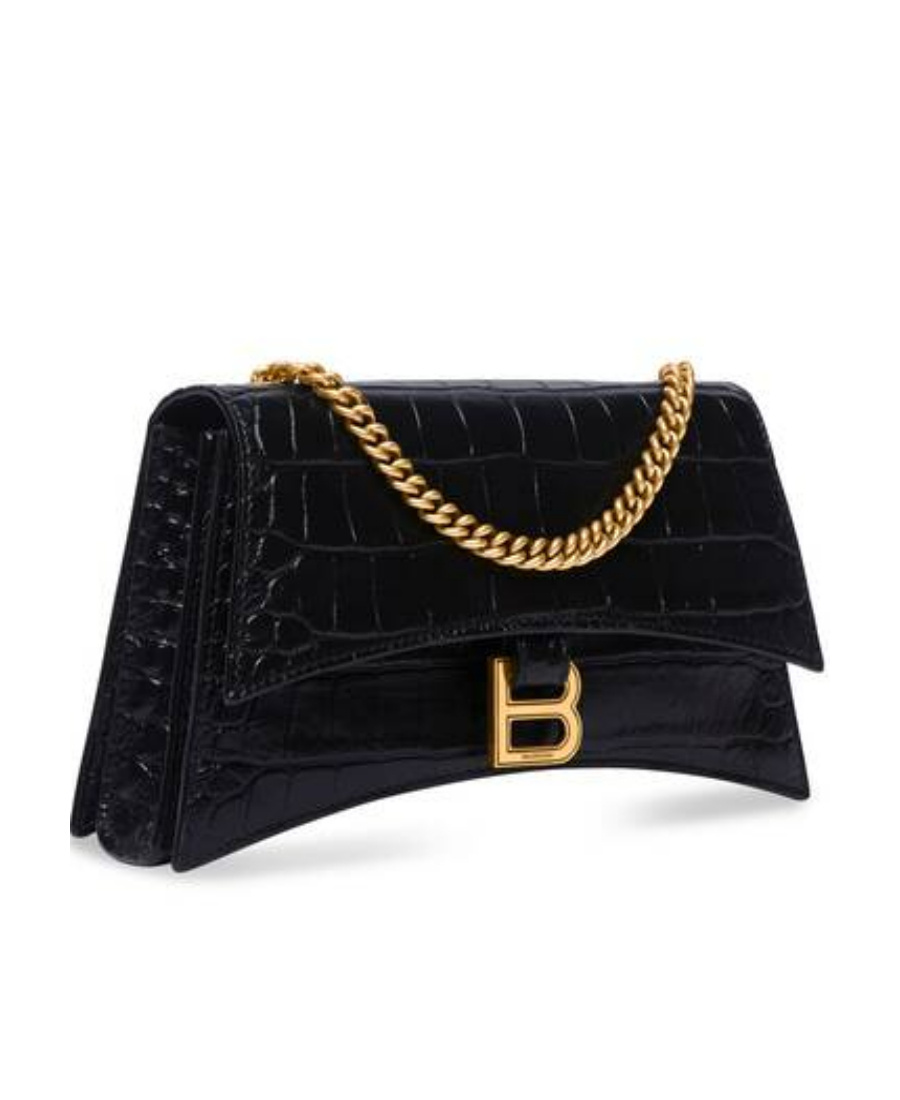 Balenciaga Small Crush Embossed Leather Chain Bag In Black