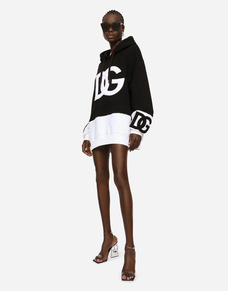 Dolce & Gabbana Dg Logo Colorblocked Hooded Sweatshirt In Black