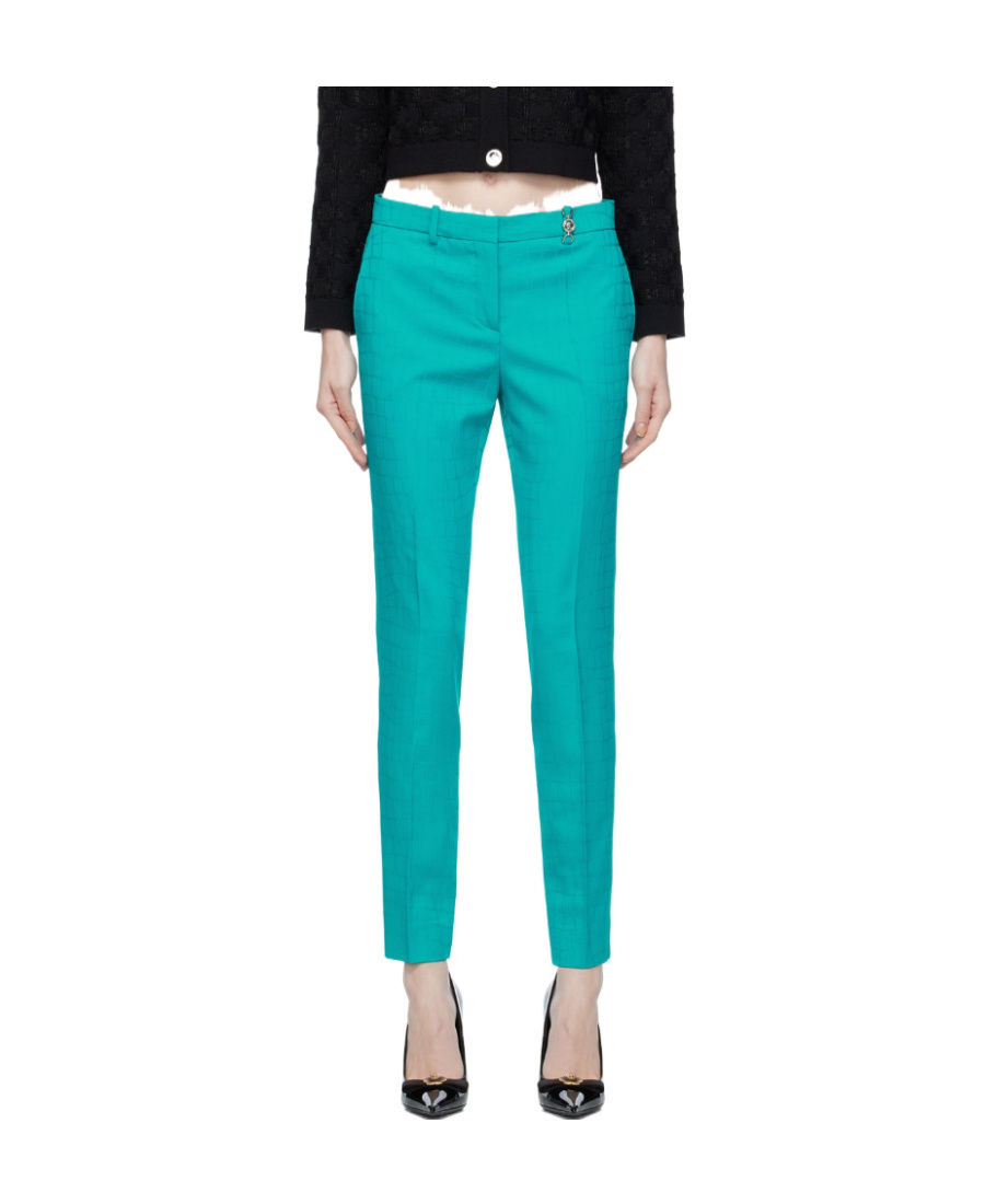 Versace Floral-print Wool Skirt In Green