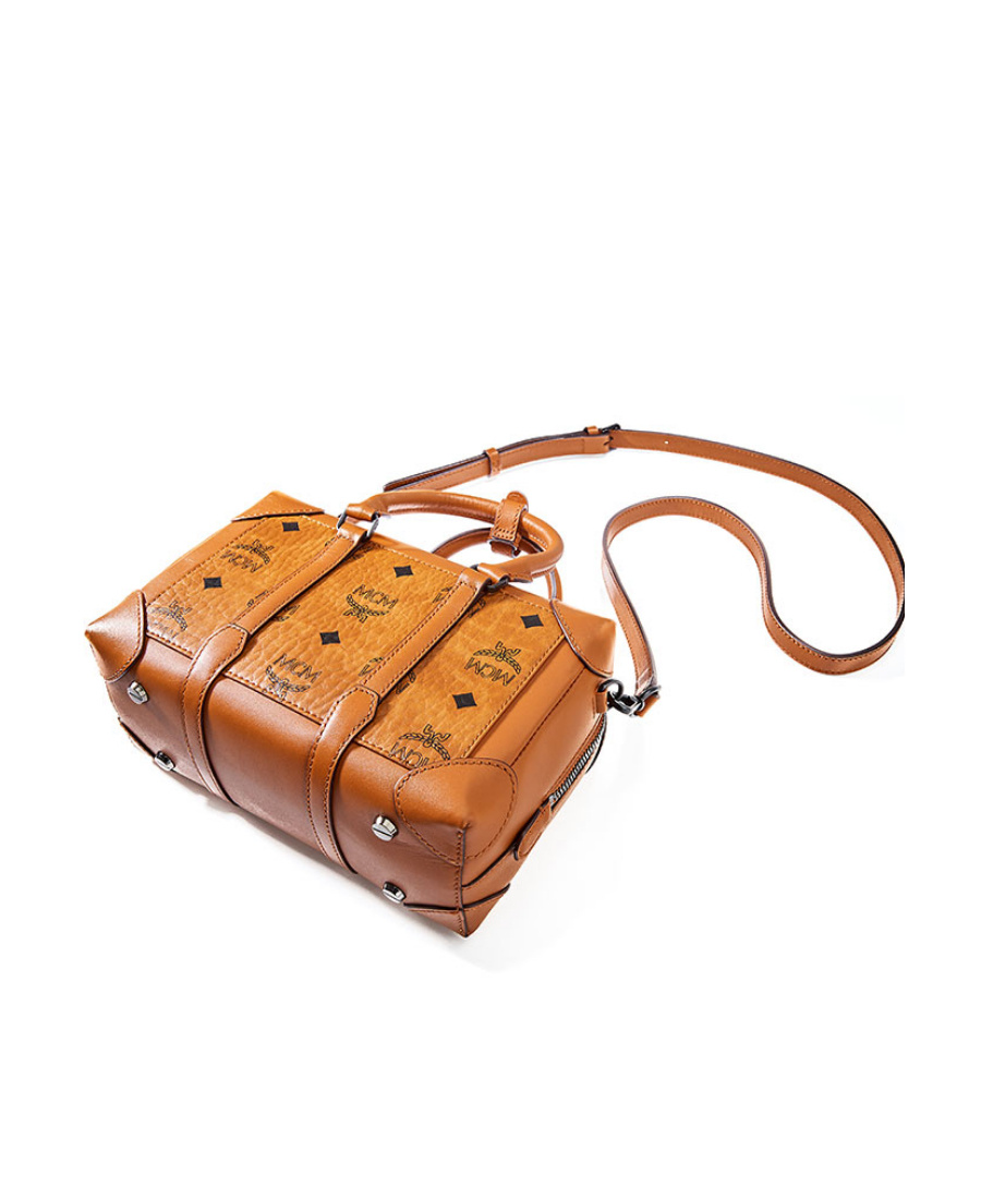 Mcm Logo Details Handbag In Brown