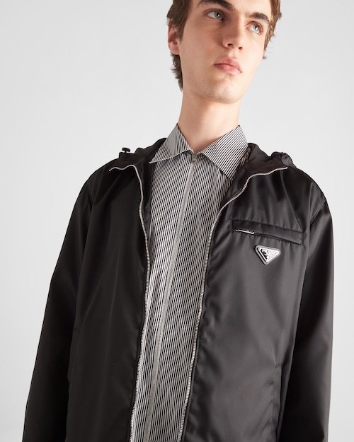 Prada Re-nylon Enamel Triangle-logo Jacket In Black