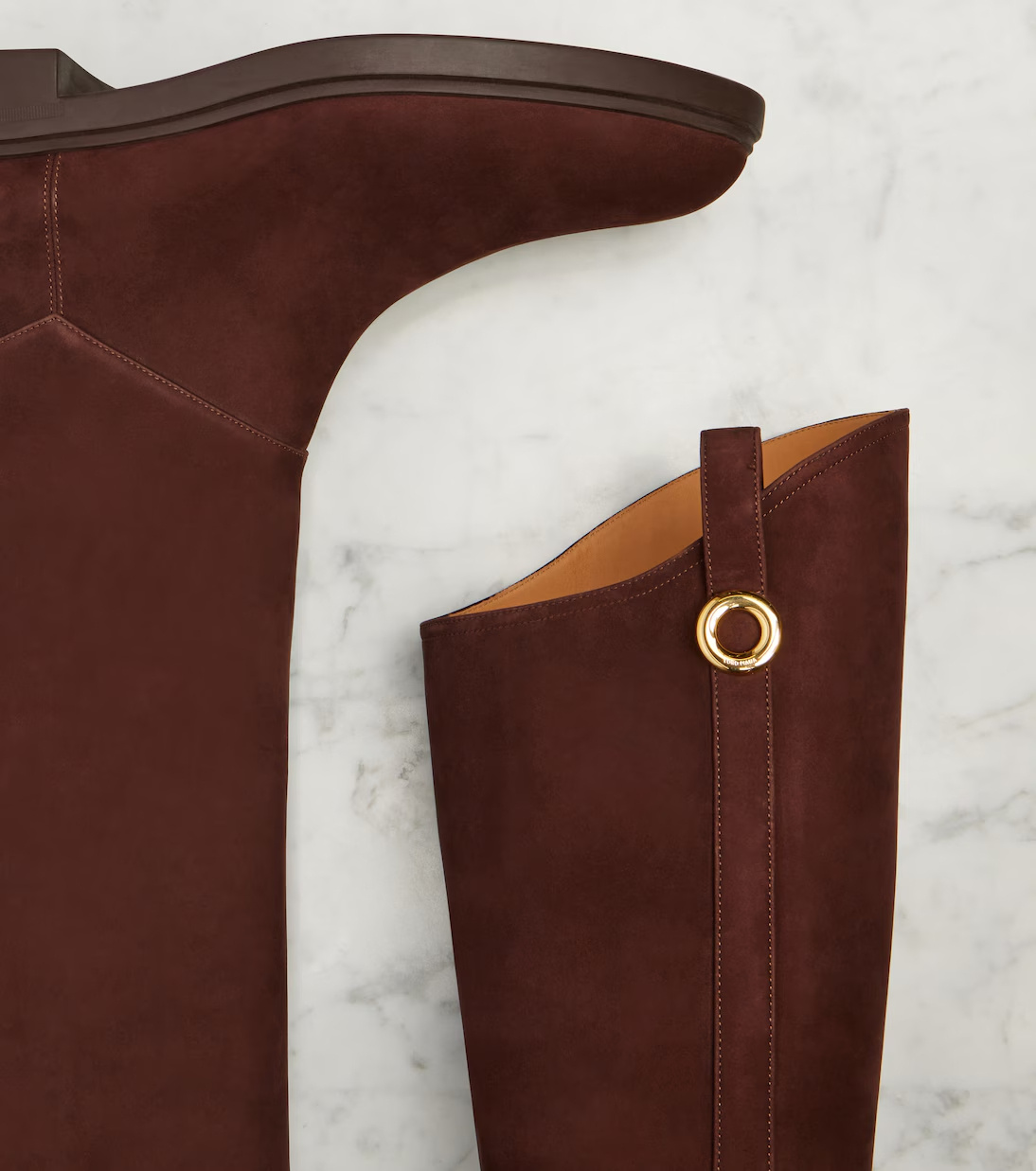 Loro Piana Kilda Suede Knee-high Boots In Burgundy