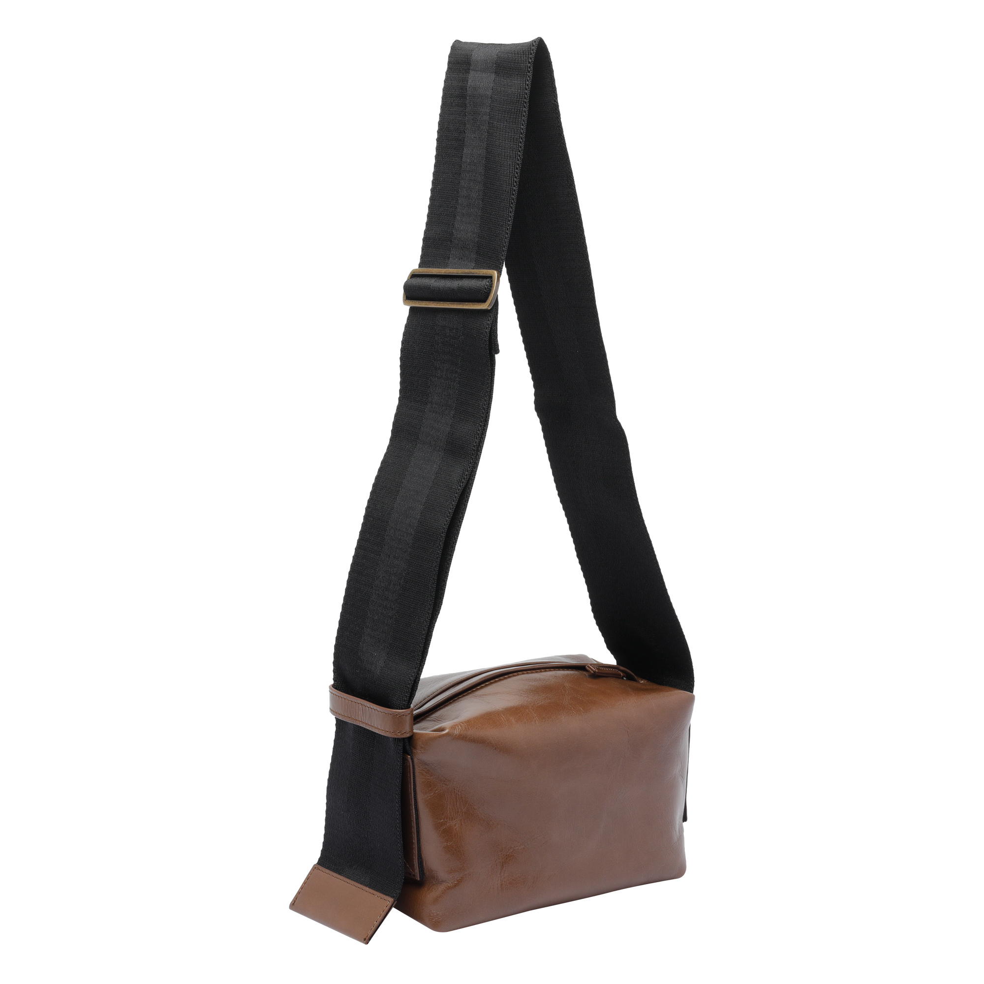 Uma Wang Textured Carbon Fiber Shoulder Bag With Adjustable Strap In Brown