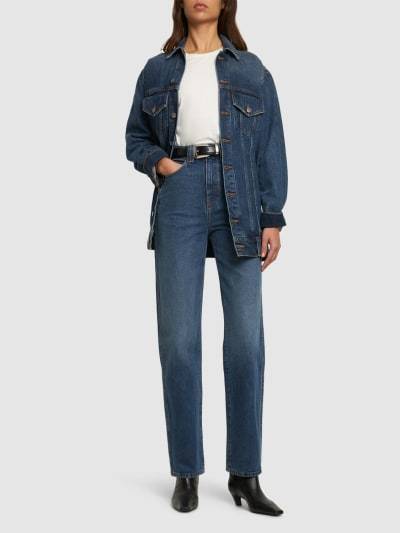 KHAITE LONG-SLEEVED BUTTON DENIM JACKET