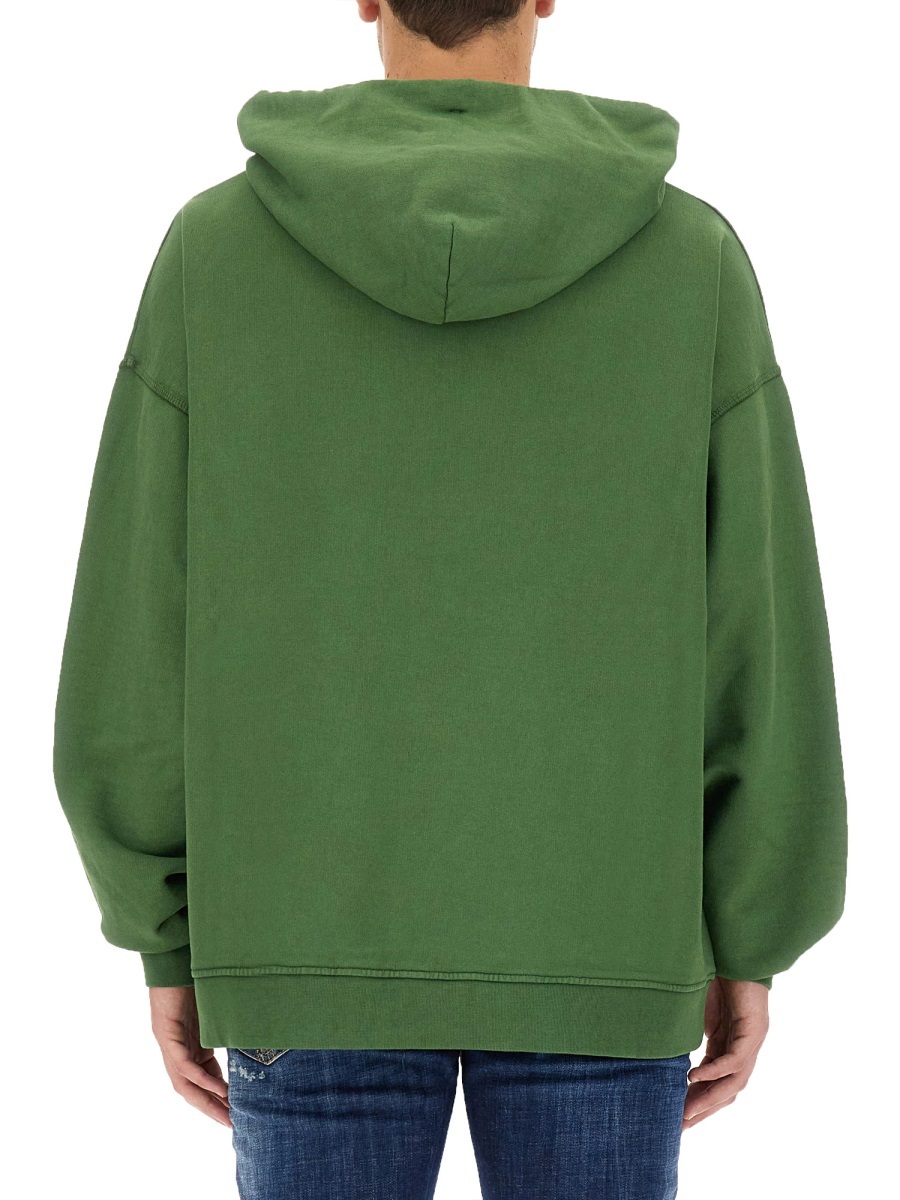 Dsquared2 Ragian Hoodie Sweatshirt With Lettering Print In Green
