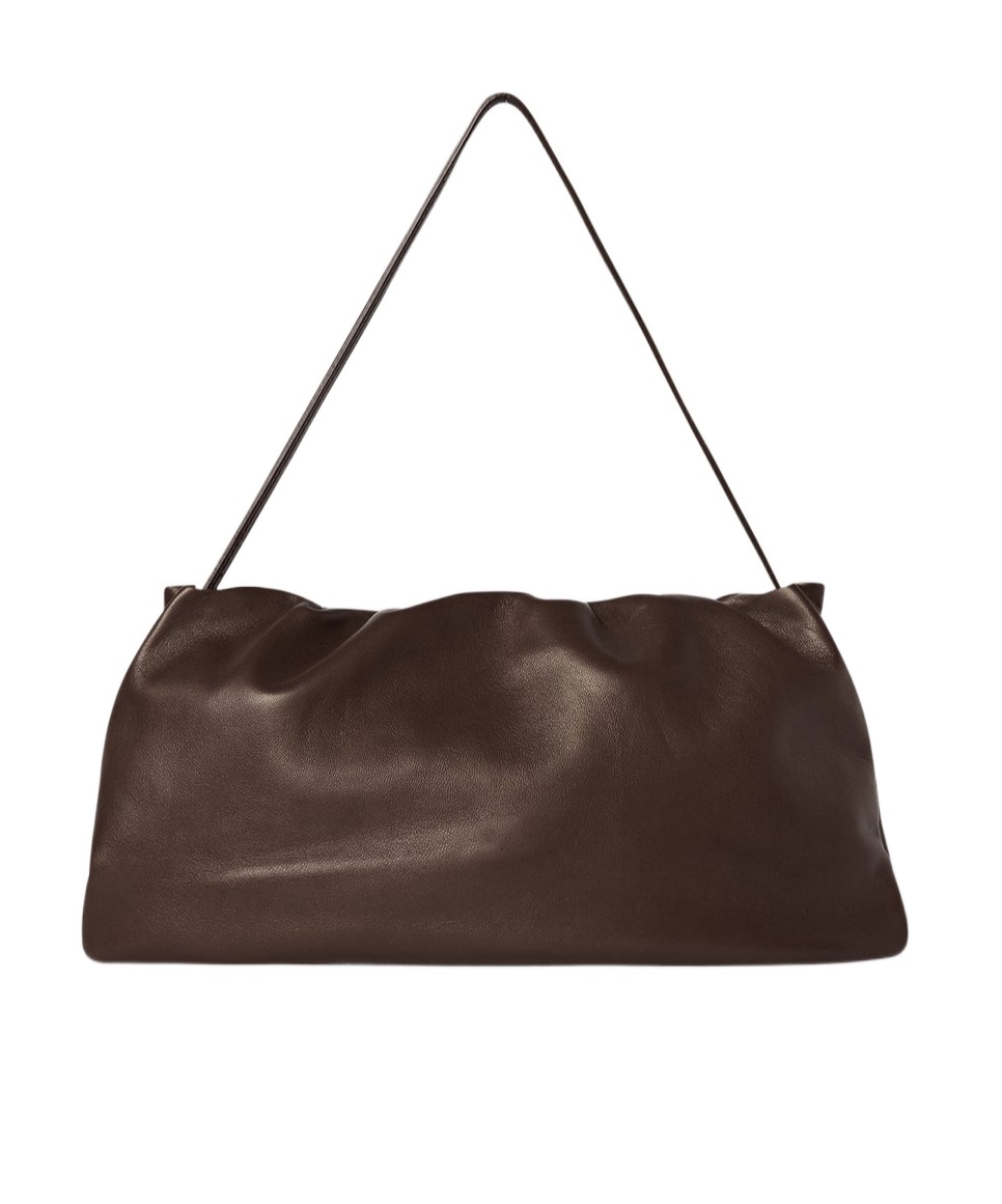 The Row Xl Bourse Shoulder Bag In Silk Leather In Black