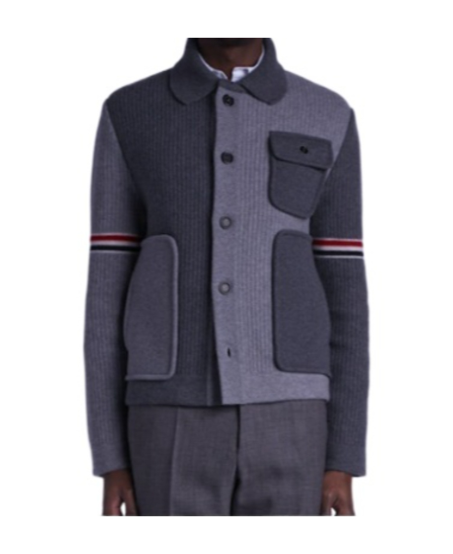 Thom Browne Long-sleeved Knitted Cardigan In Black