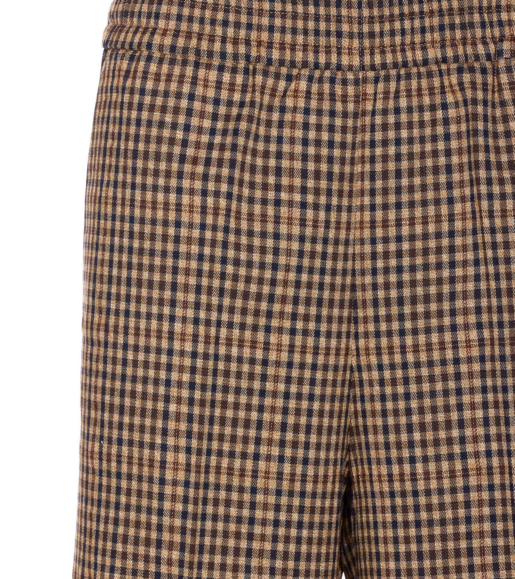 Liu •jo Elasticized Waist Wide Fit Trousers Check Motif In Multi
