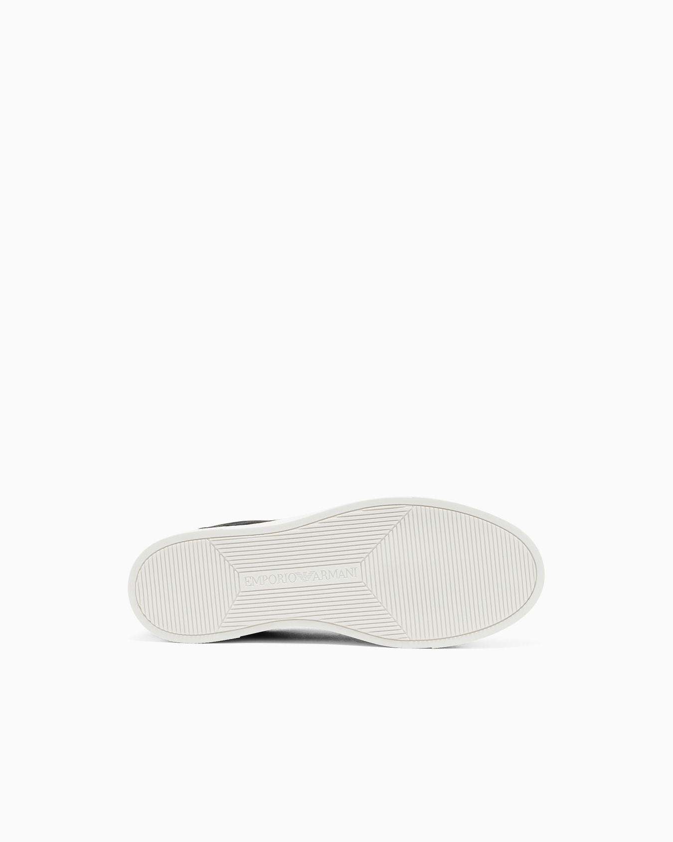 Emporio Armani Nylon Sneakers With Jacquard All-over Eagle In Black