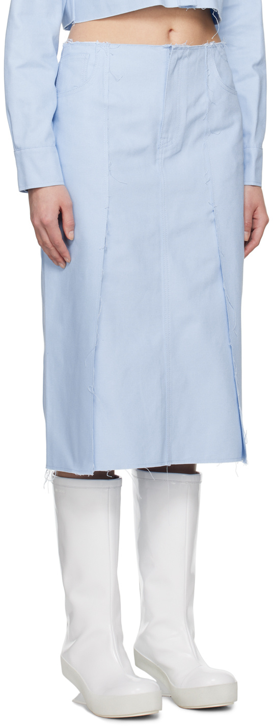 RAF SIMONS HIGH-WAISTED DENIM MIDI SKIRT
