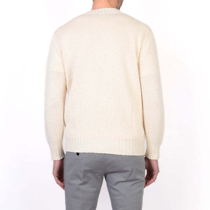 Drumohr Man Cardigan Cream Size 40 Lambswool In White
