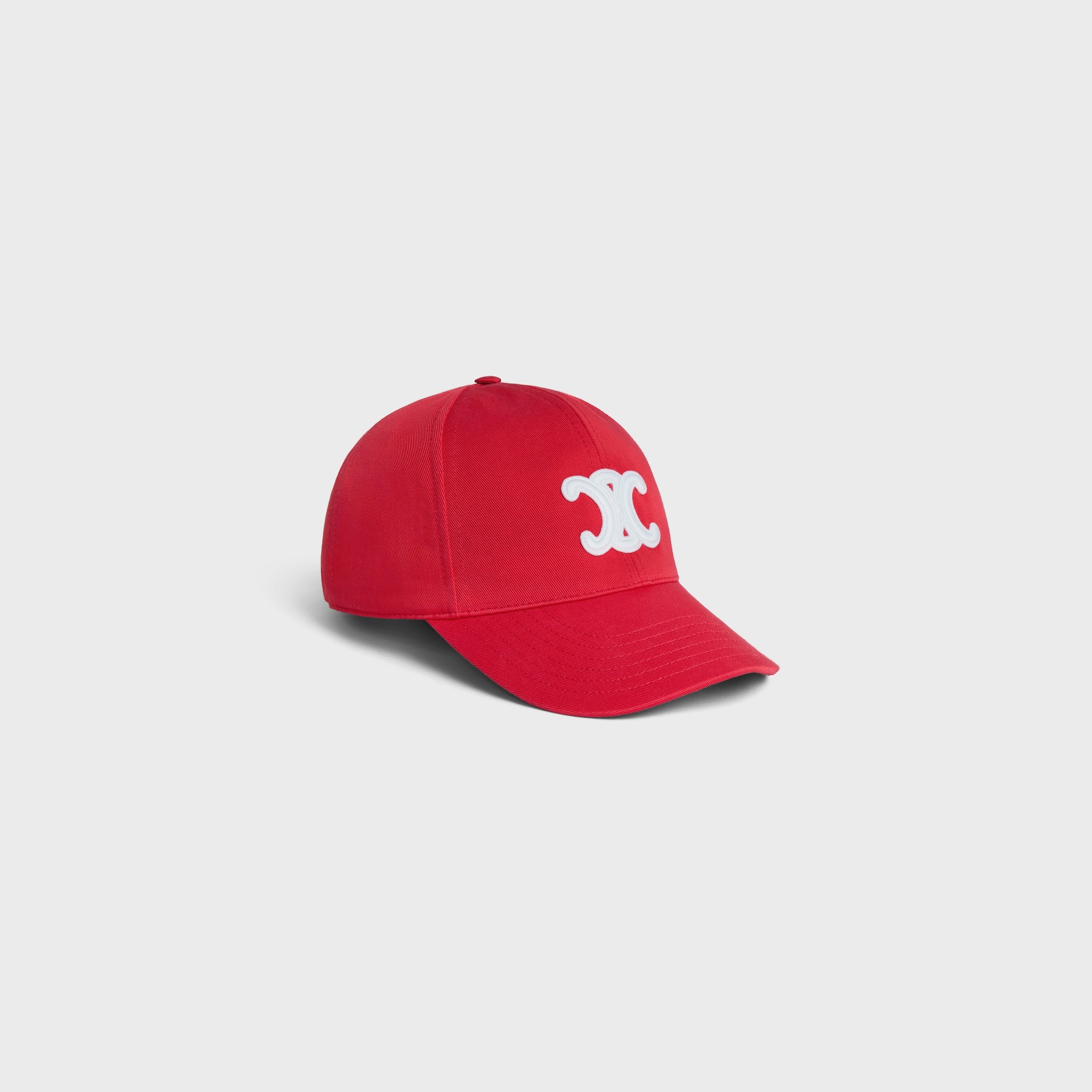 Celine Triomphe Baseball Cap In Cotton Gabardine In Red
