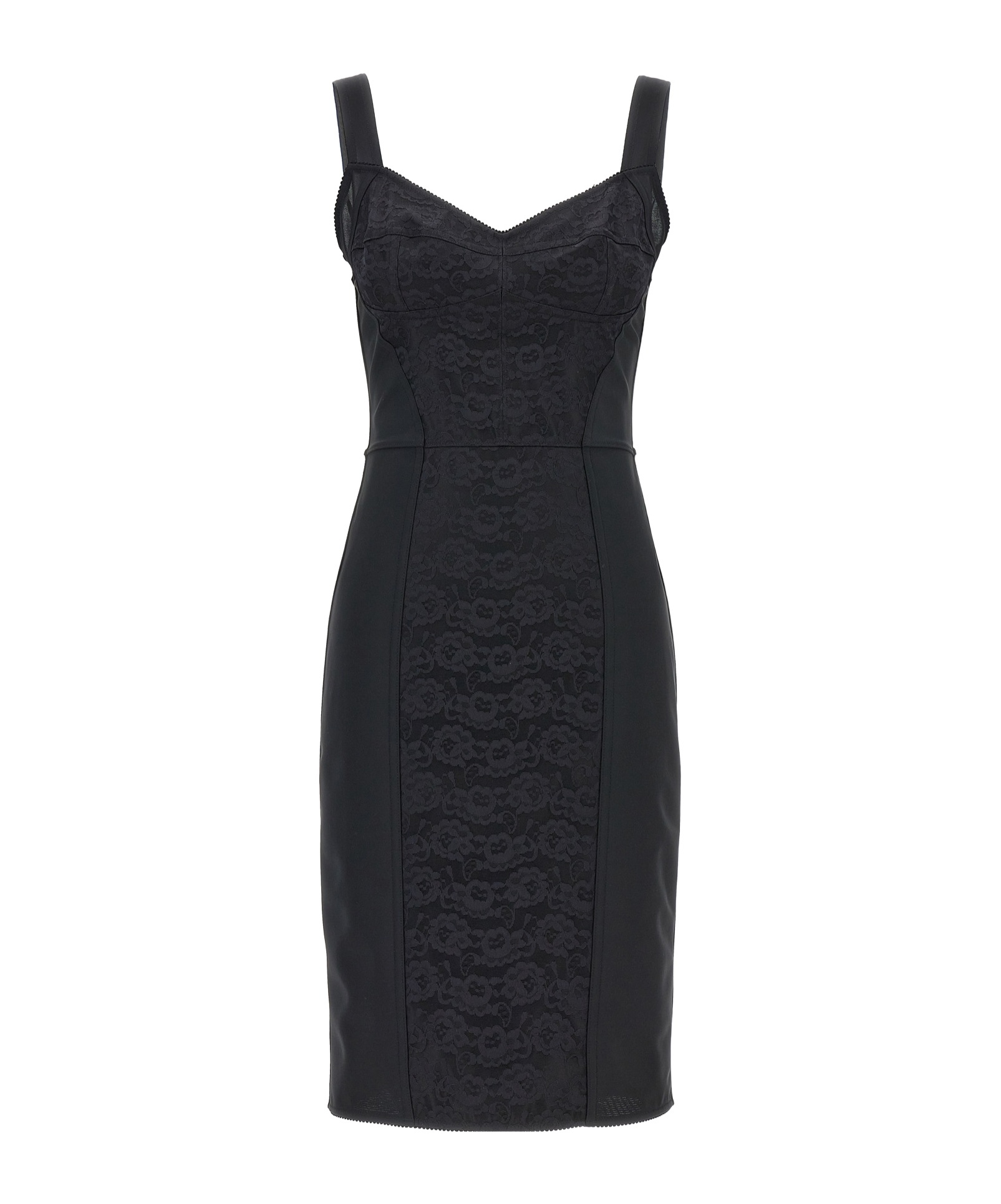Shop Dolce & Gabbana Floral-lace Detail Dress In Black