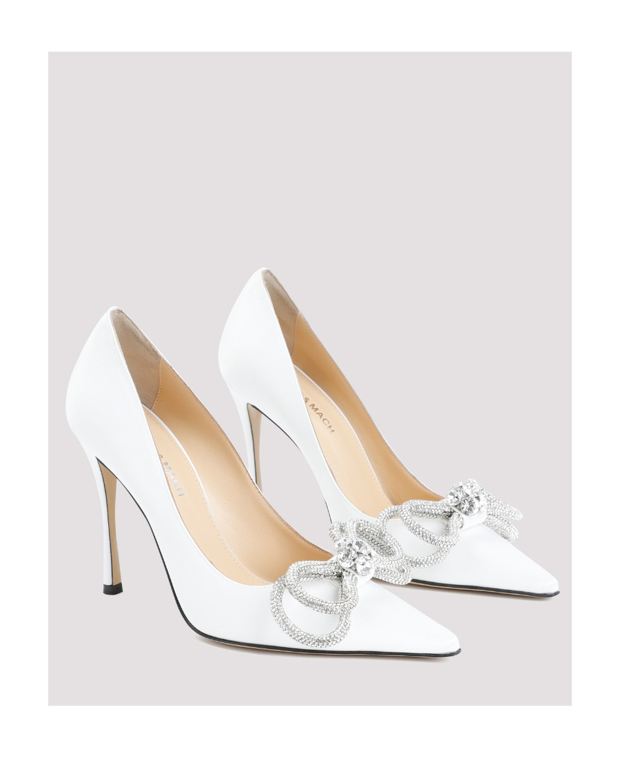 Machmach Double Bow 110mm Satin Pumps In Nude