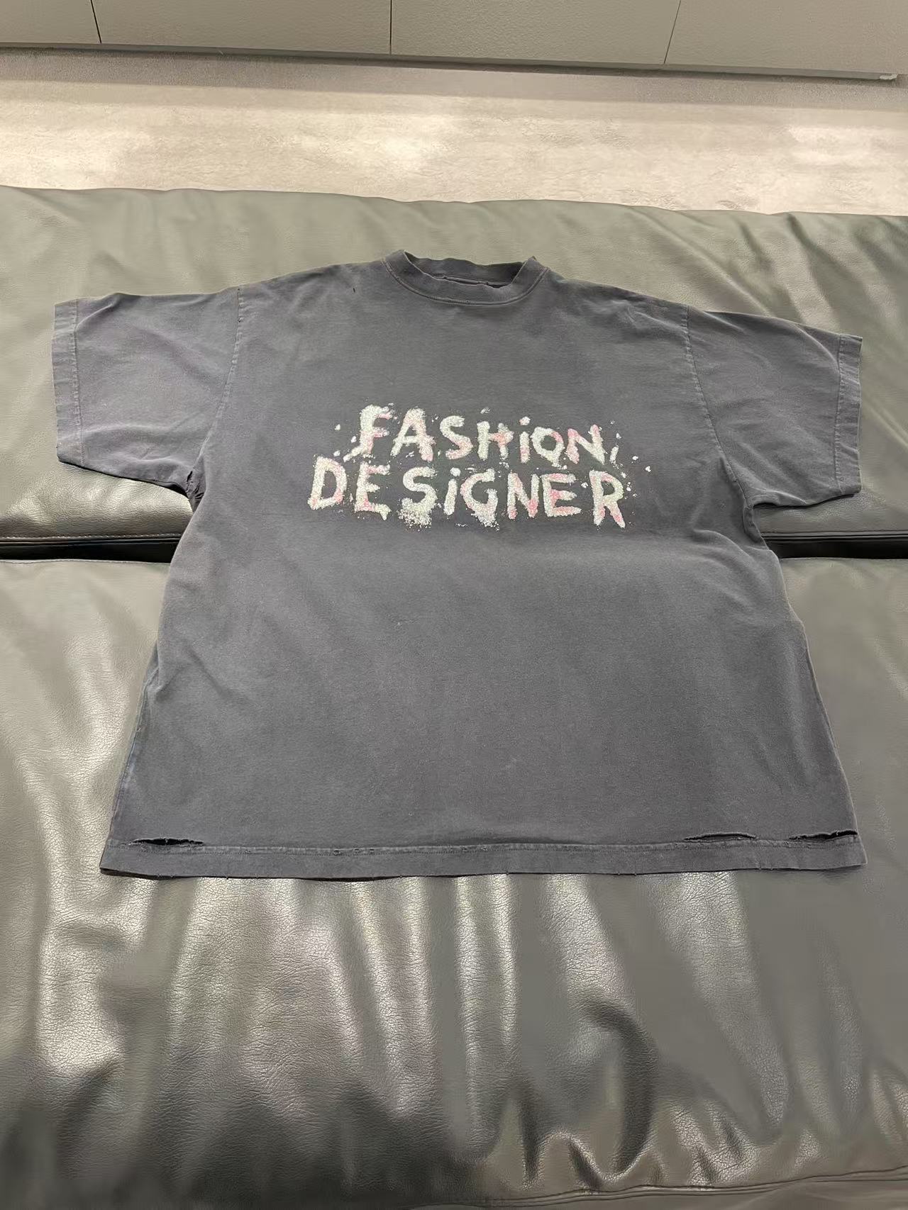 Balenciaga Oversized Painted Logo T-shirt In Black