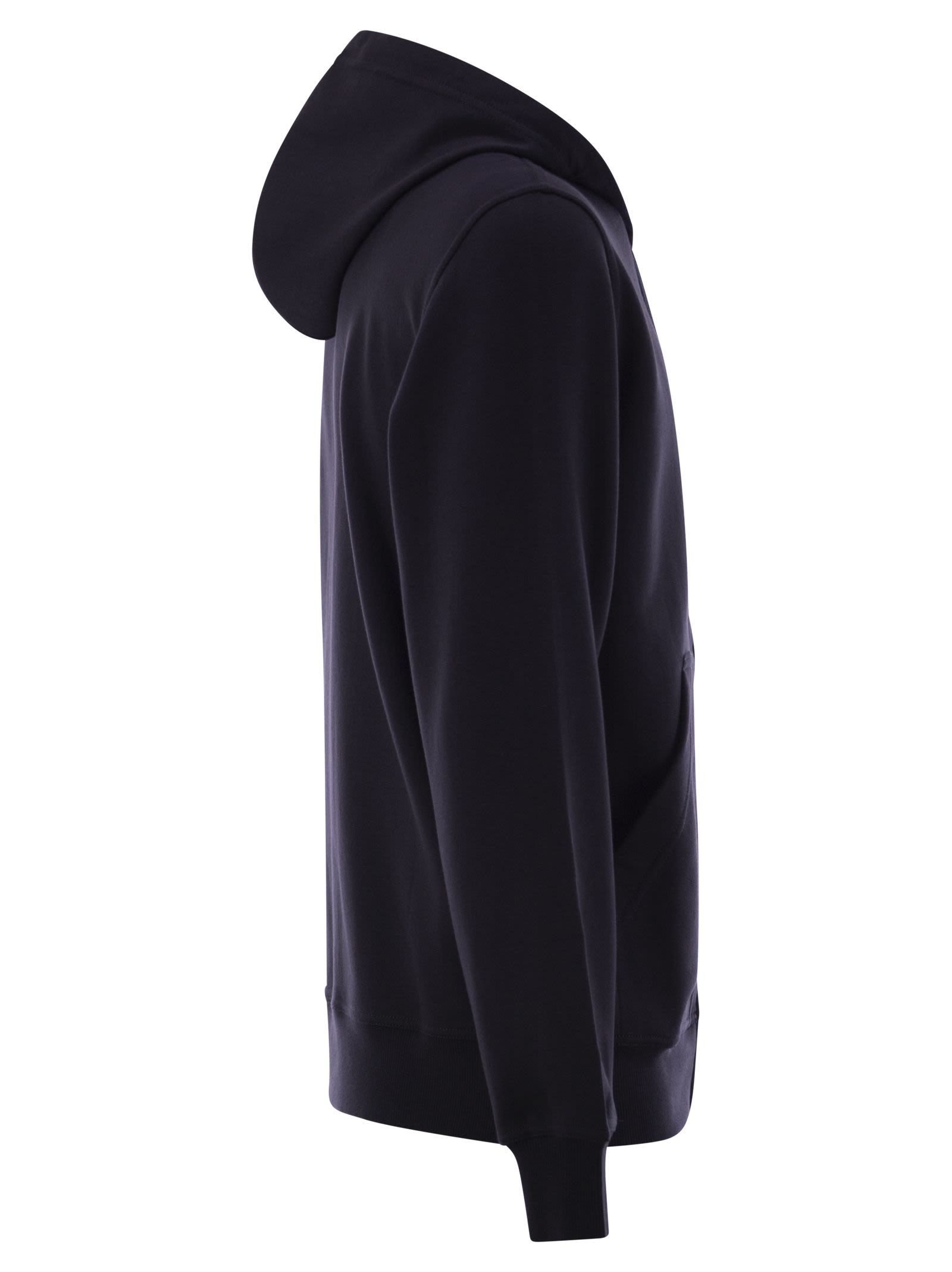 Brunello Cucinelli Hooded Crewneck Sweater Front Pockets In Black