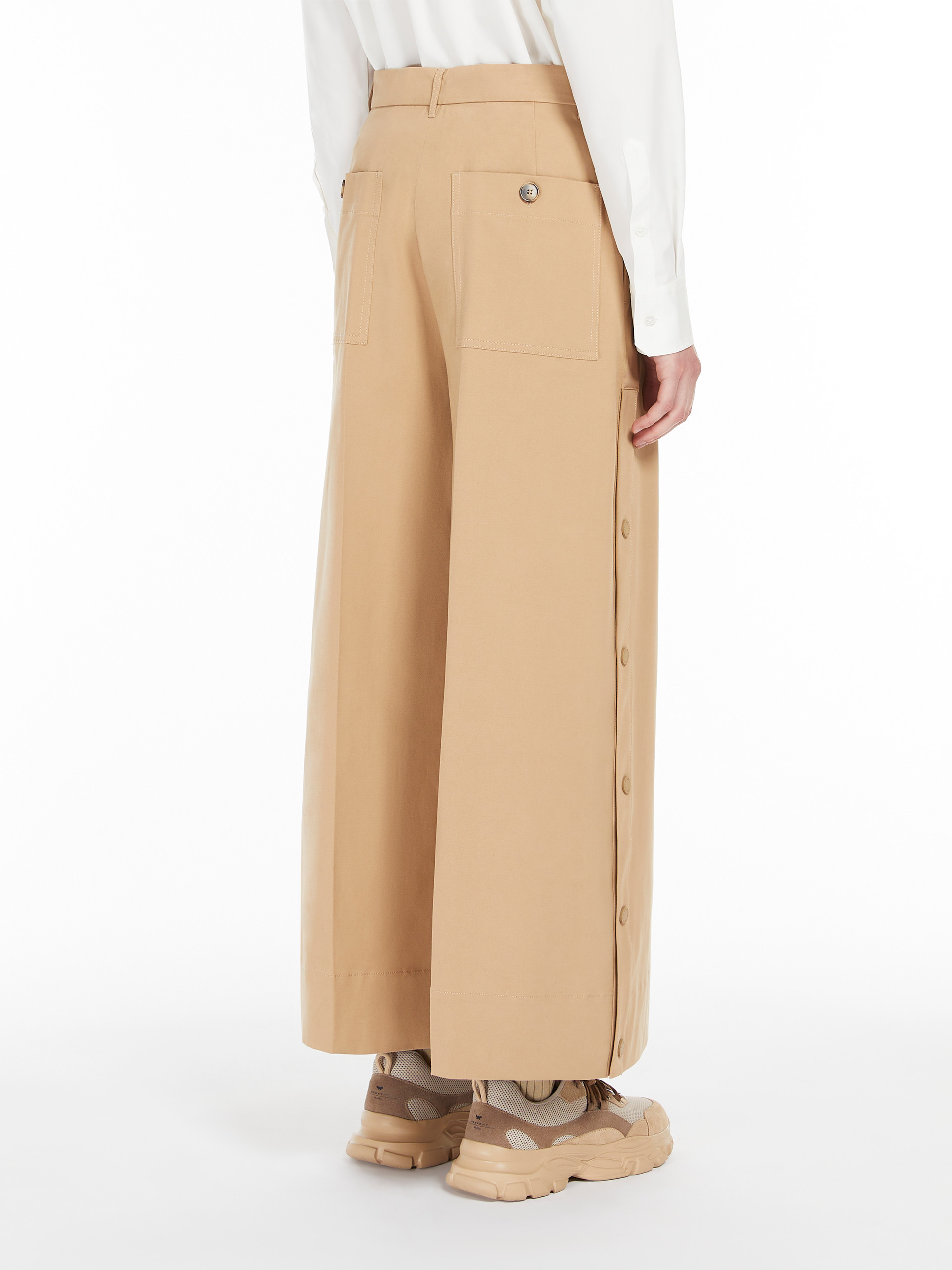 Weekend Max Mara Wool Canvas Wide-leg Pants In Nude