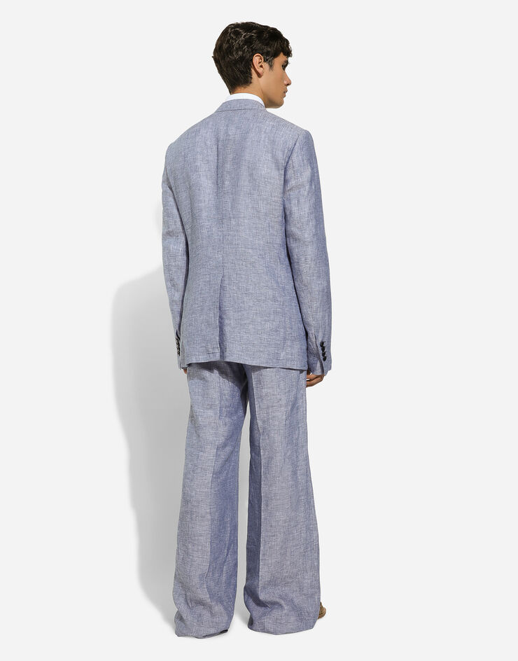 Dolce & Gabbana Taormina Double-breasted Unlined Pure Linen Blazer In Gray