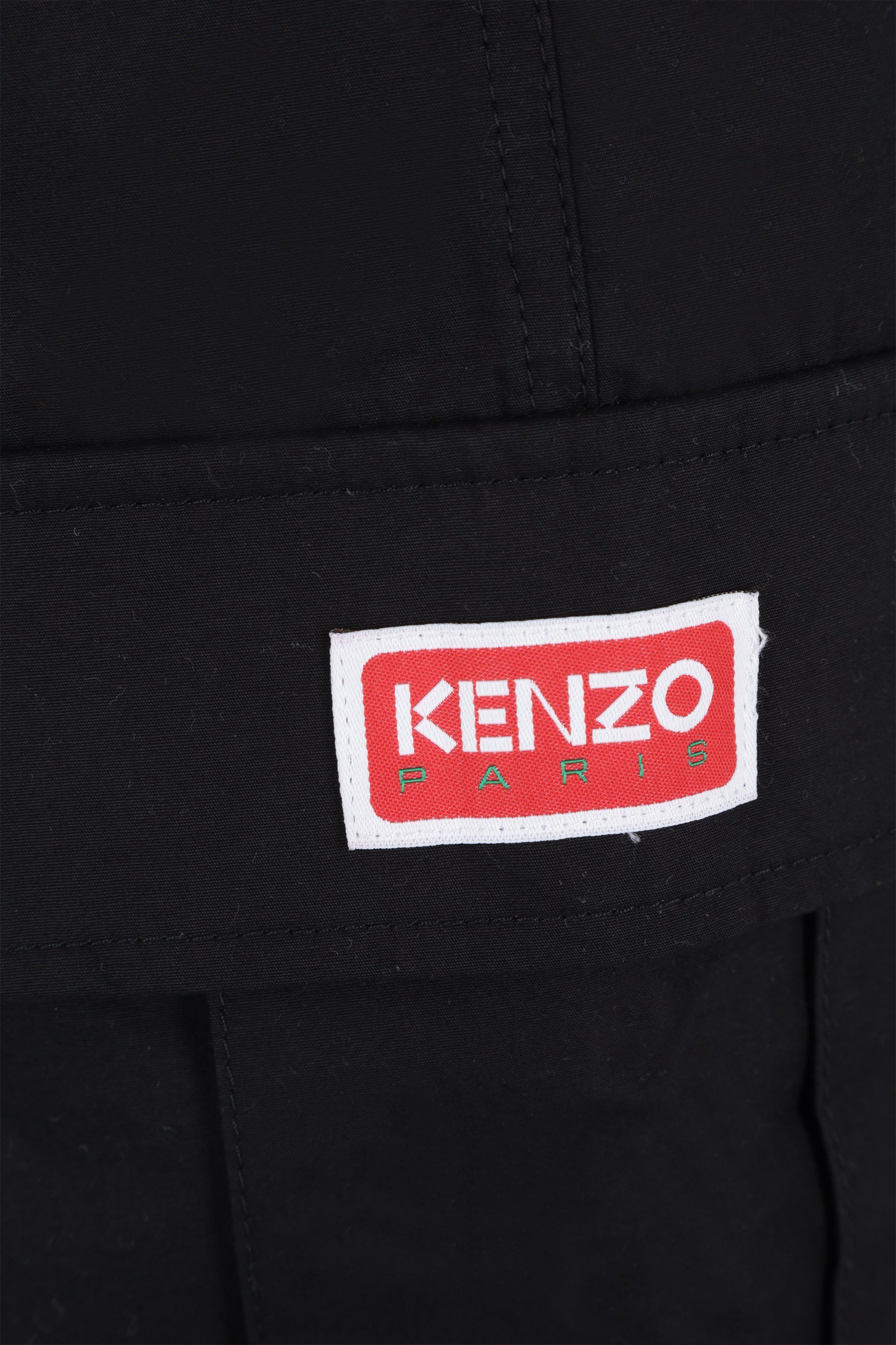 Kenzo Logo-patch Cotton Bermuda Shorts In Black