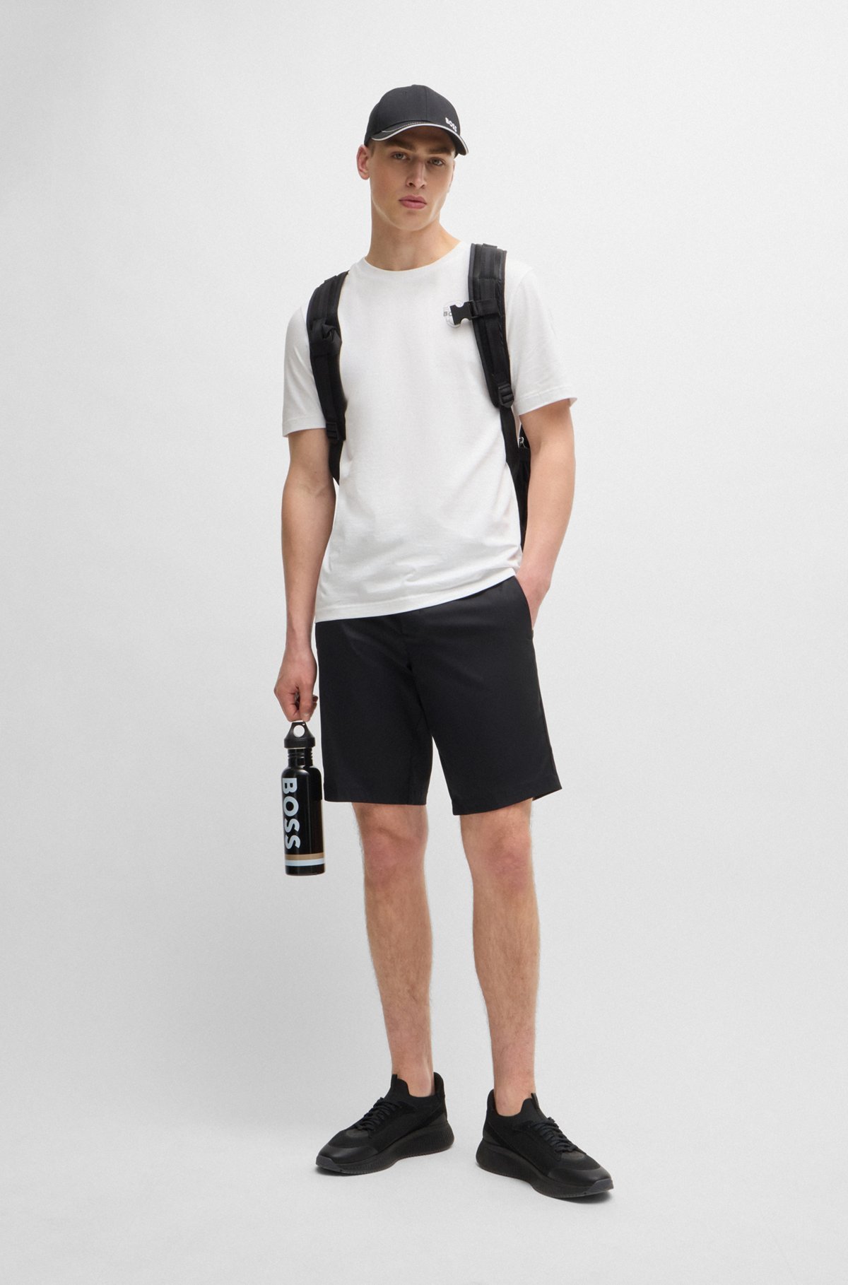 Hugo Boss Cotton-jersey Regular-fit T-shirt With Carabiner Artwork In White
