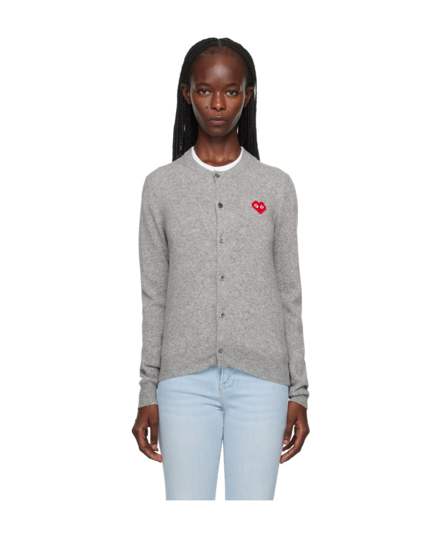 Comme Des Garçons Play Comme Des Gar Ç Ons Play X Invader Logo Cardigan In Gray
