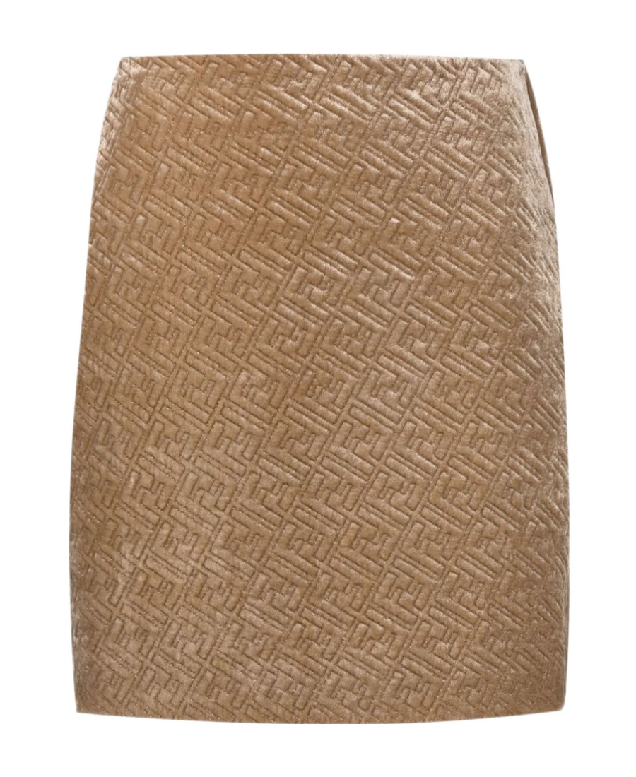 Fendi Monogram-embossed Velvet Skirt In Green