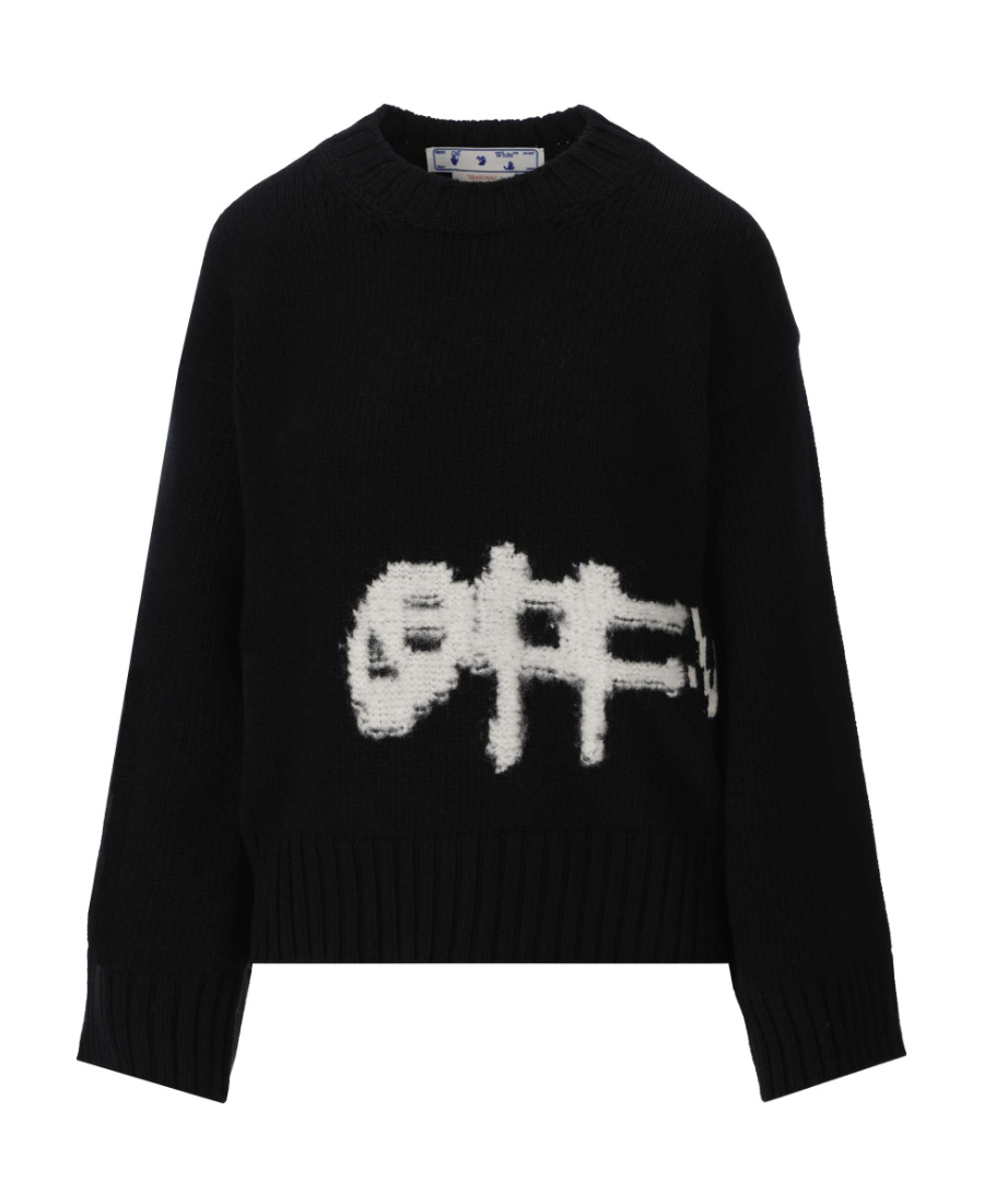 OFF-WHITE LOGO-INTARSIA KNIT JUMPER