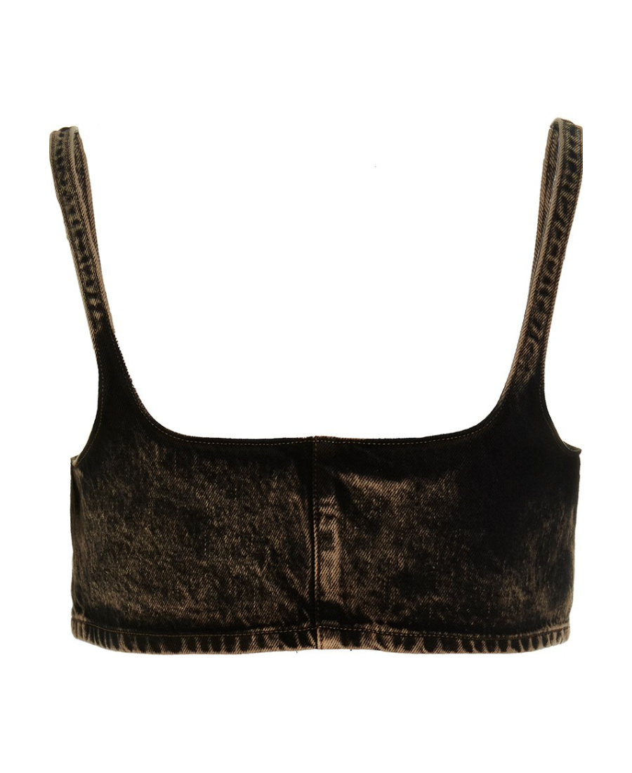 Miu Miu Short Denim Vest In Black
