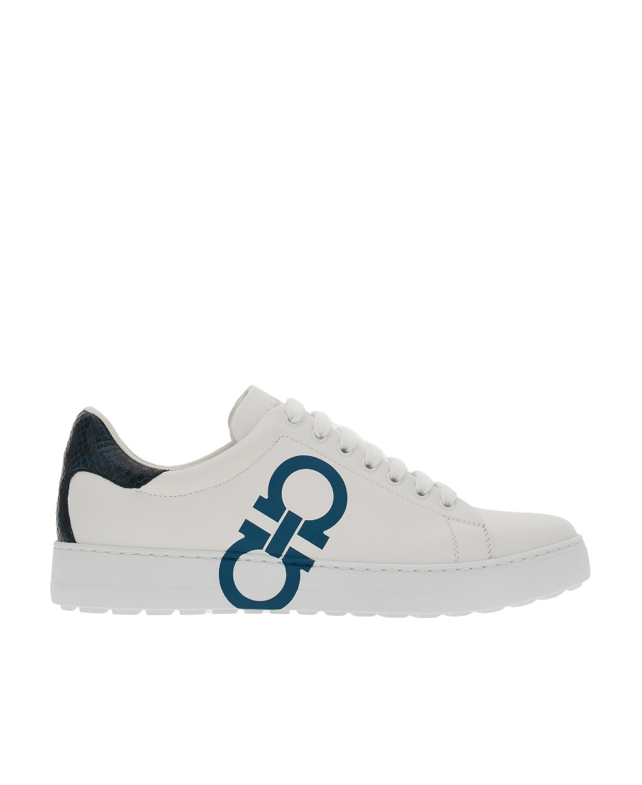 Ferragamo Gancini-print Low-top Sneakers In White