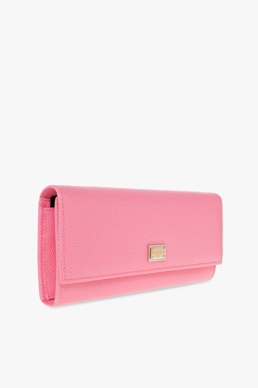 Dolce & Gabbana Logo-plaque Leather Wallet In Pink