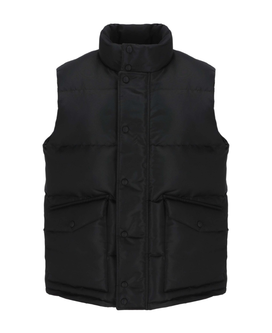 Alexander Mcqueen Men Padded And Quilted Nylon Sleeveless Jacket With Back Mcqueen Graffiti Print In Black