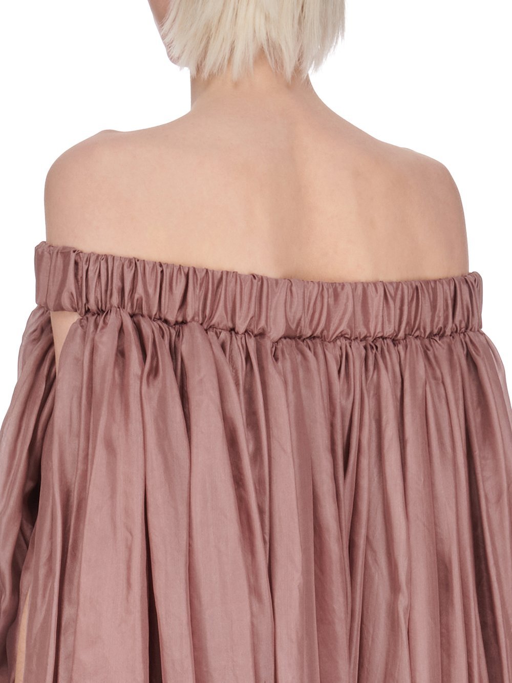 Rick Owens Floor-length Silk Dress With Elasticized Bodice In Brown
