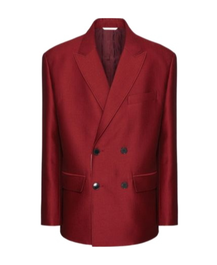 Valentino Double-breasted Wool And Silk Jacket In Red