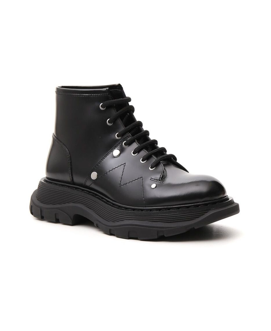 Alexander Mcqueen Tread Lace-up Boots In Black