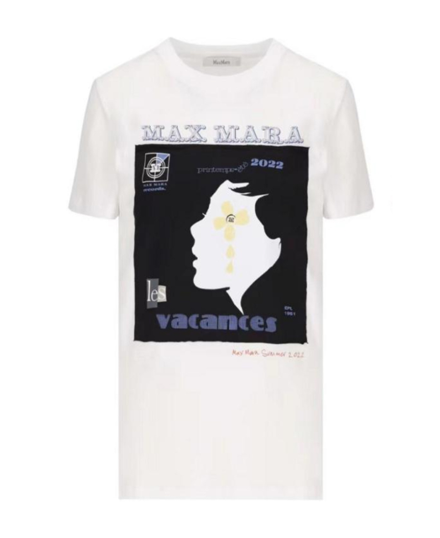 Max Mara Printed Pattern Short-sleeved T-shirt In White