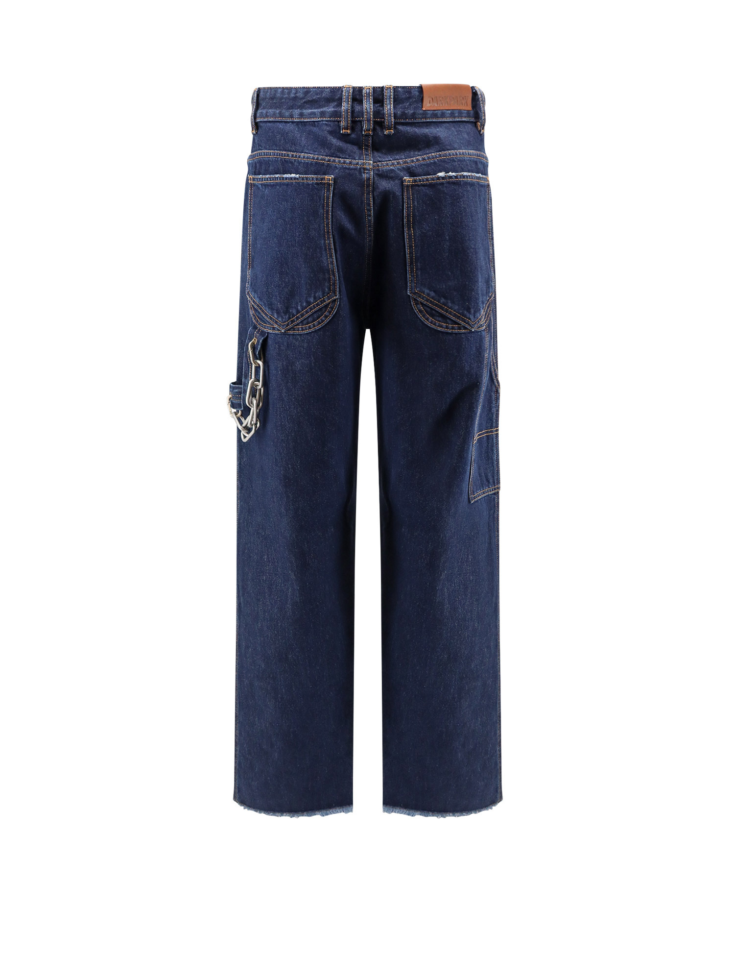 Darkpark Chain Adorned Relax Fit Worker Denim In Blue