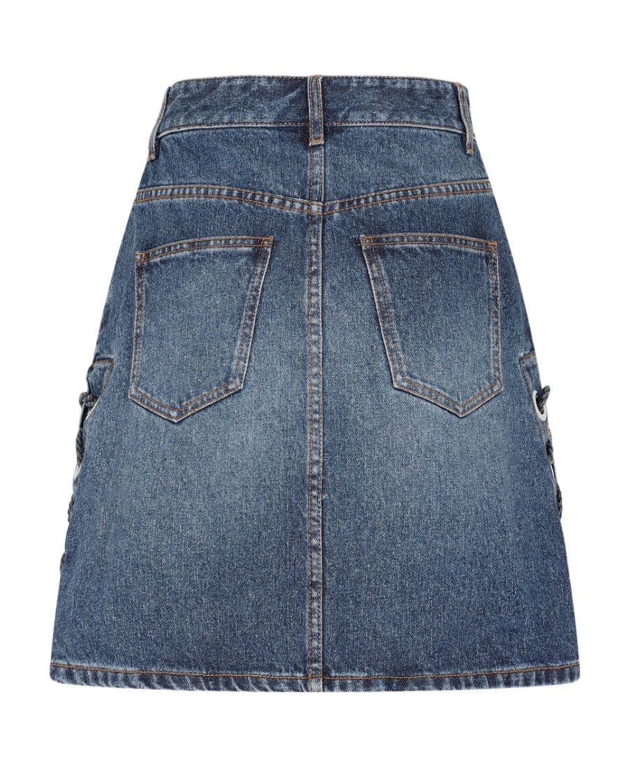 Chloé Blue Lace-up Denim Miniskirt In Blue