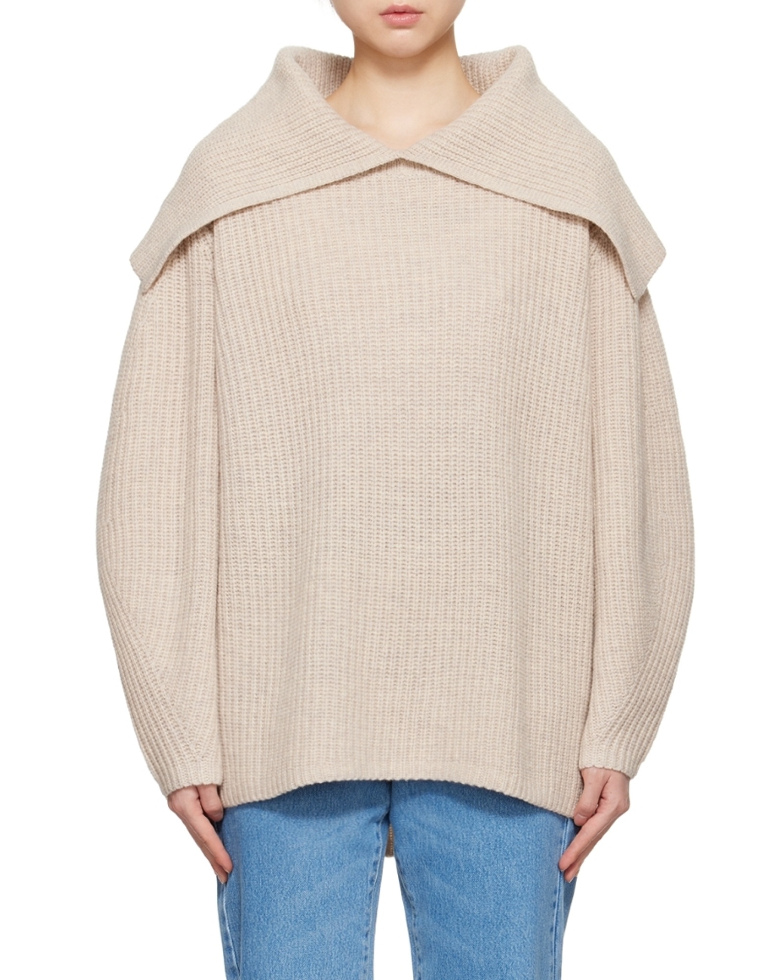 Shop By Malene Birger Fevila Sailor-collar Wool Jumper In Nude