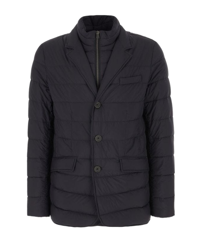 Herno Layered Effect Quilted Coat In Blue