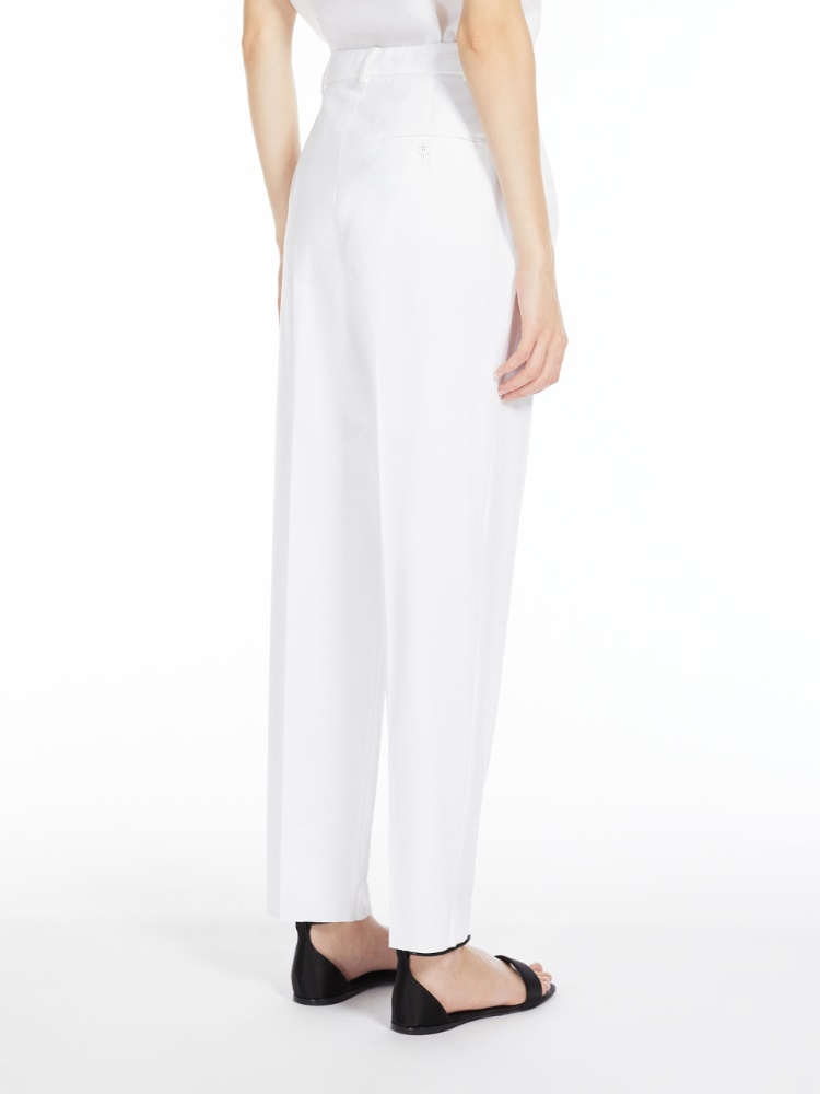 Max Mara Cotton Gabardine Casual Pants In White