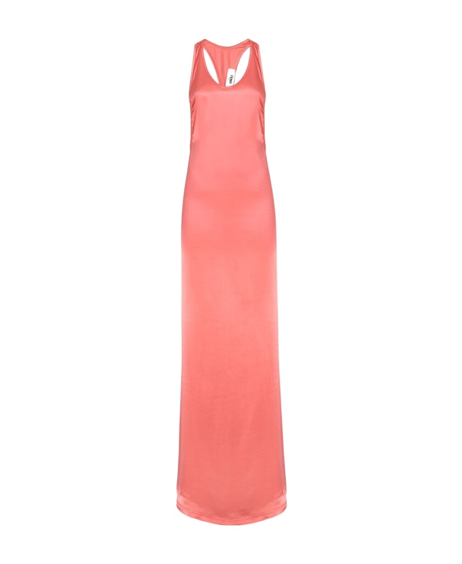 Fendi Satin Belted Long Dress In Pink
