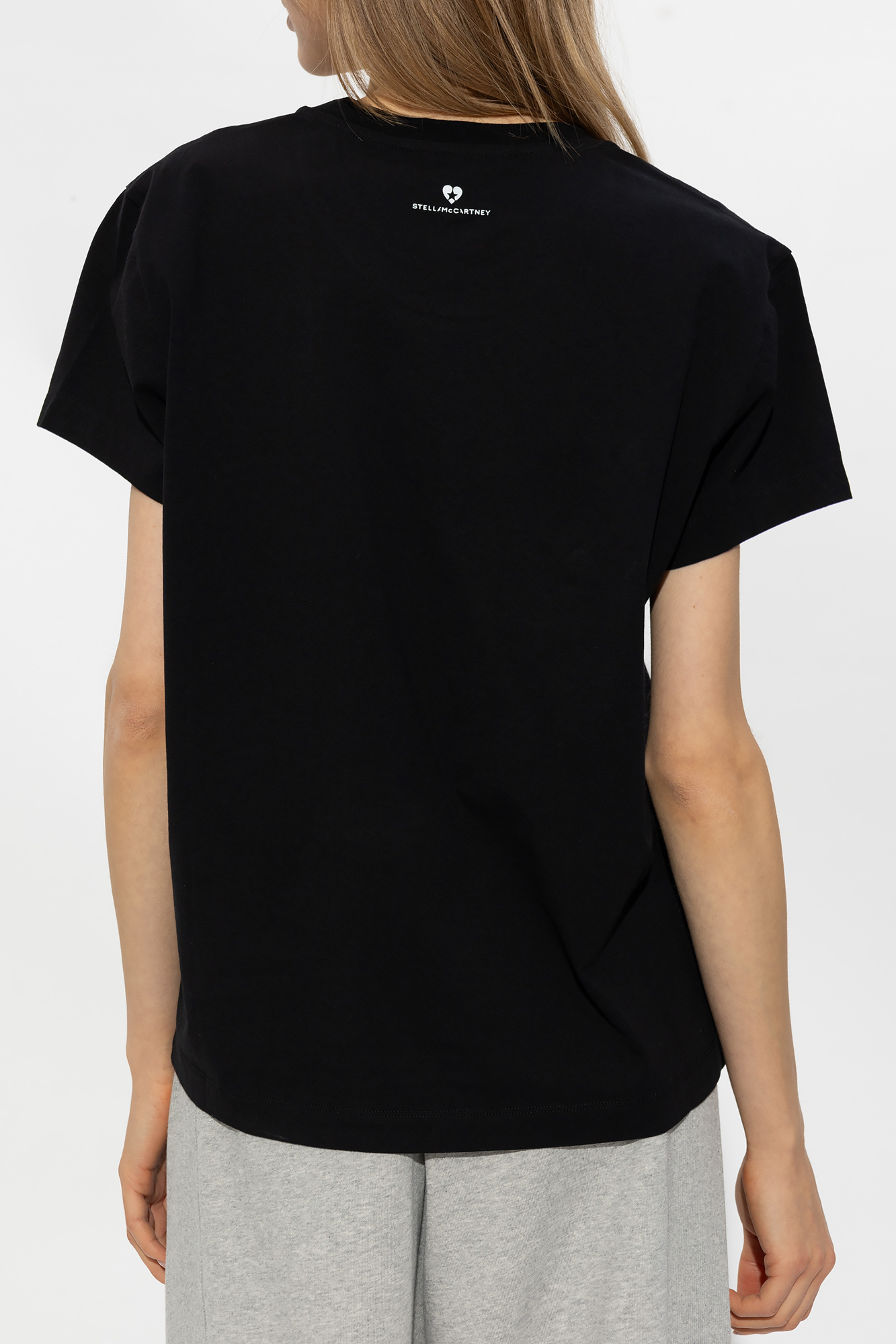 Stella Mccartney Heart Logo Print T-shirt In Black