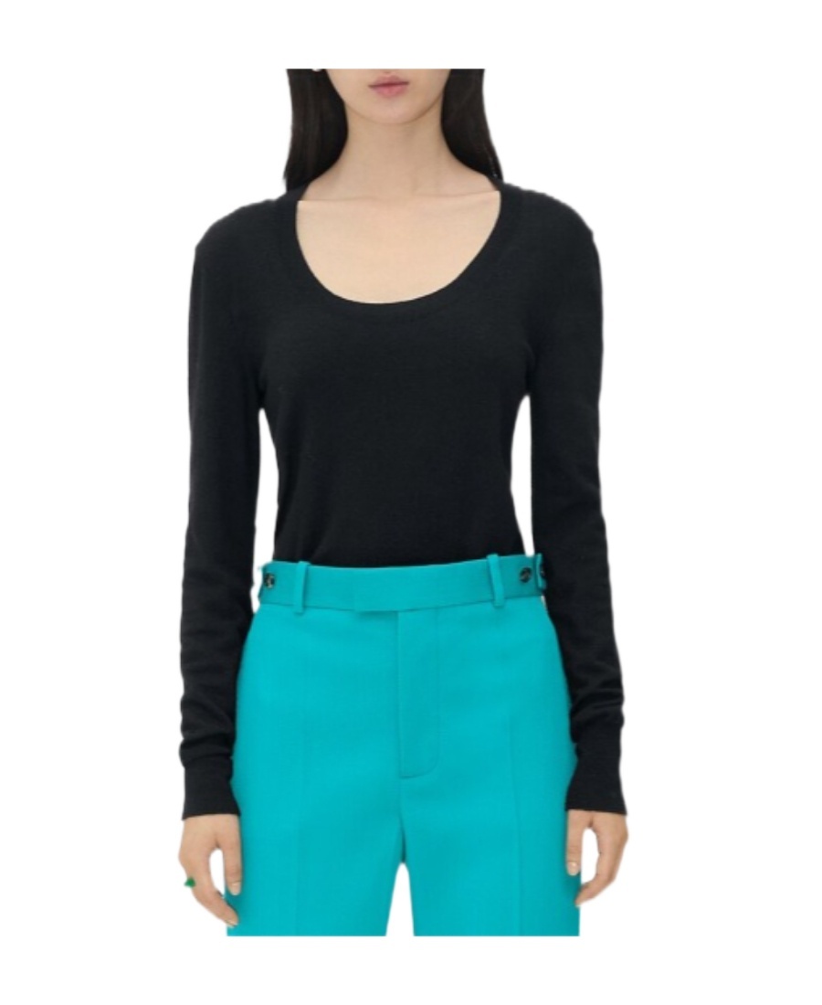 Bottega Veneta Scoop Neck Cashmere Jumper In Black