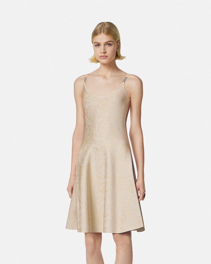 Versace Baroque Texture Mini Robe In Nude