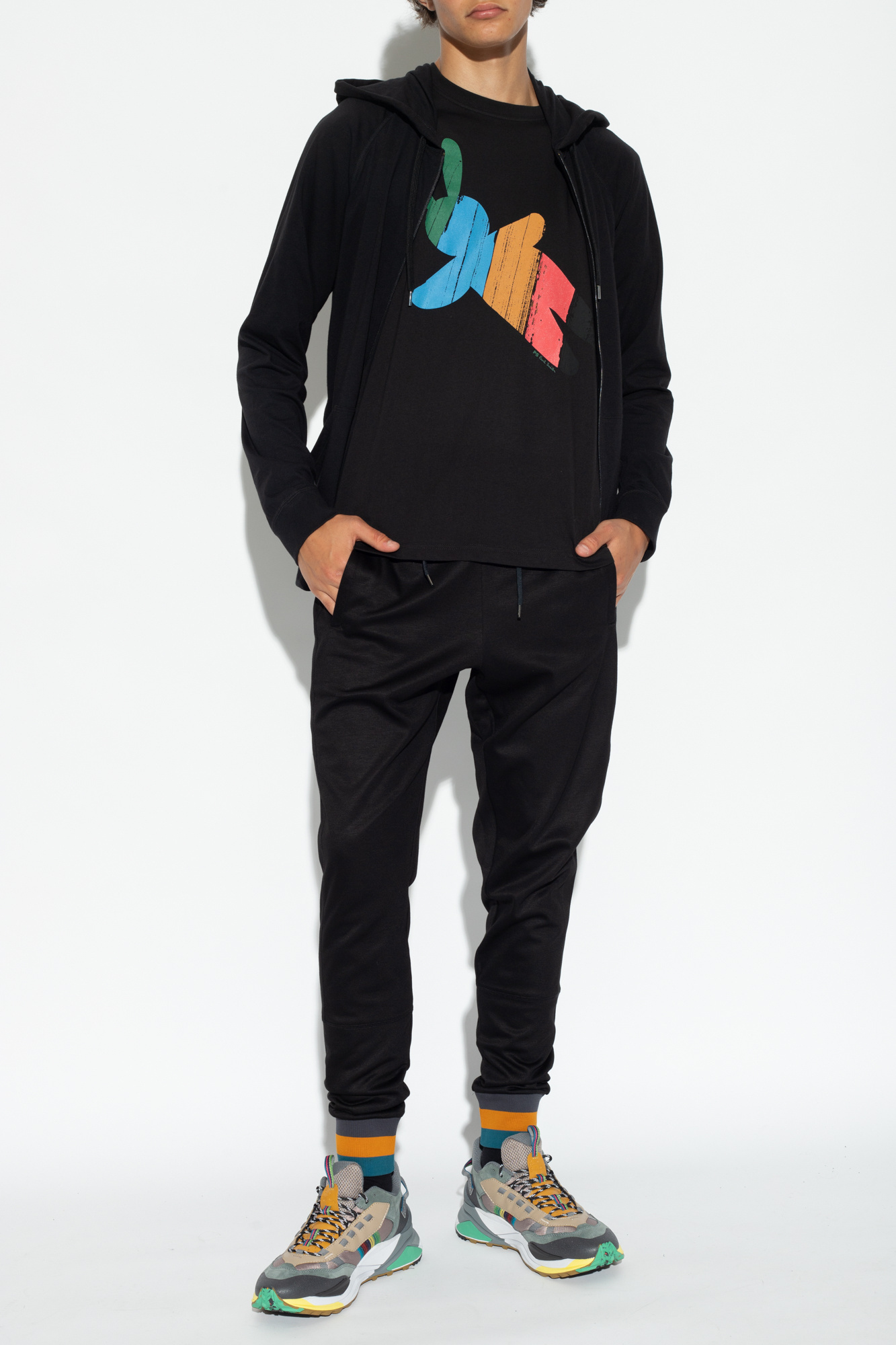 Shop Paul Smith Zip-up Cotton Hoodie In Black