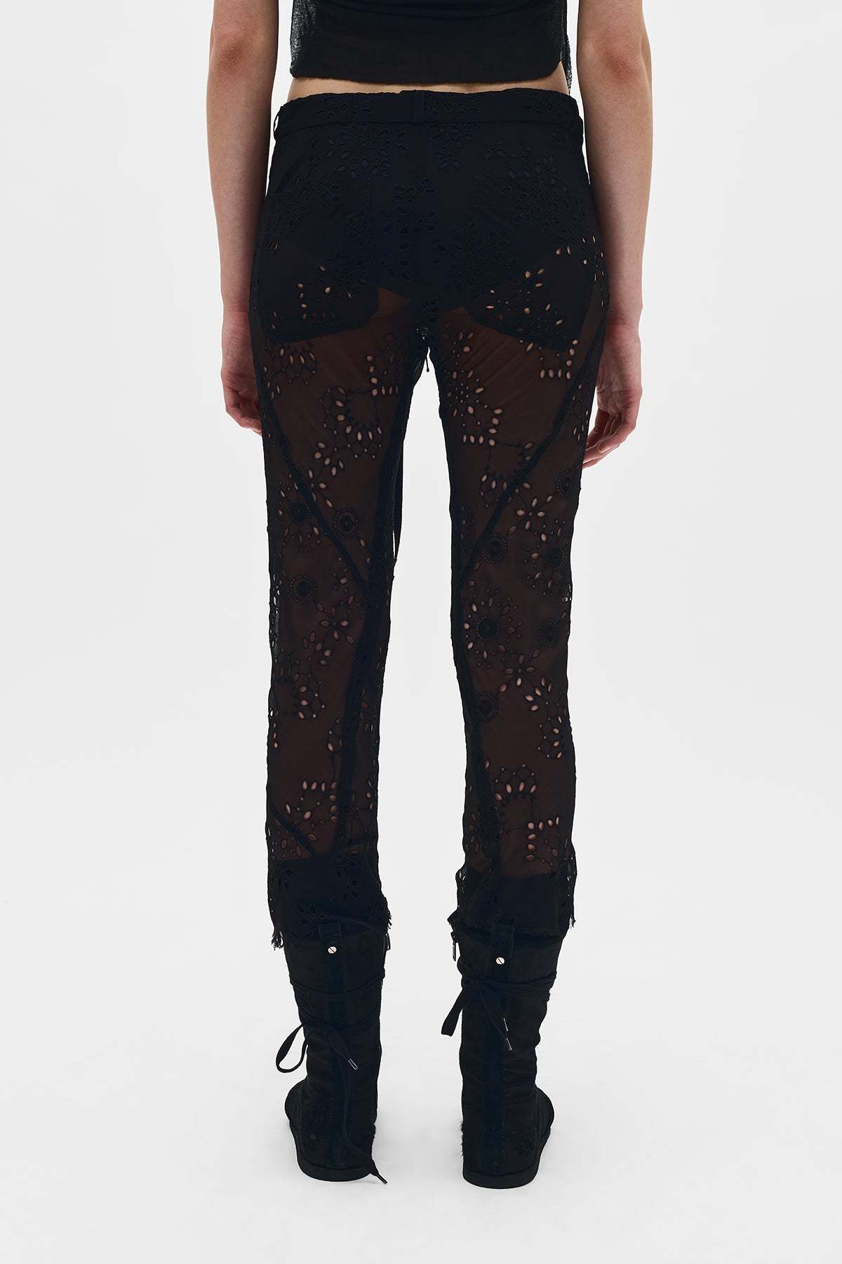 Ann Demeulemeester Esti Cropped Bias Cut Embroidered Trousers In Black