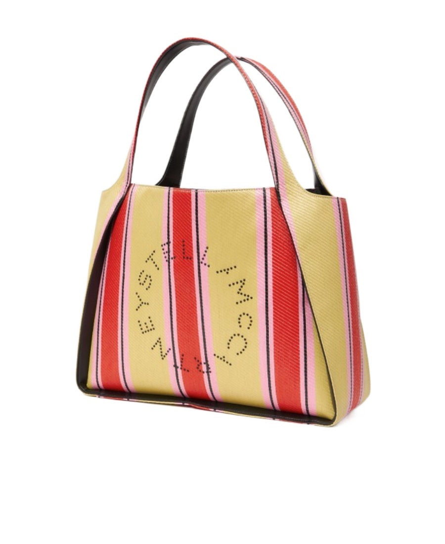 Stella Mccartney Striped Logo Embellished Tote Bag In Multicolor