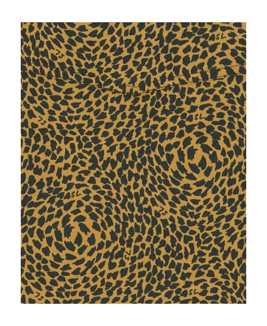 Saint Laurent Warped Leopard Print Short Sleeve Crop Snap-up Shirt In Green