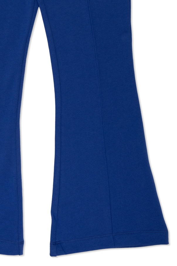 Shop Balmain Logo-print Flared Tack Pants In Blue